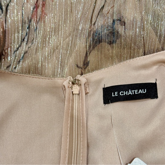 NWT Le Château Metallic Printed Puff Sleeve Fit & Flare Mini Dress, Size M, Pink - Picture 12 of 17